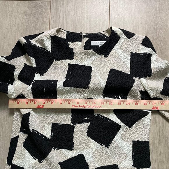 L.K. Bennett Nadine Textured Top Women's Size 4 Black Cream Office Work Evening - Picture 10 of 10
